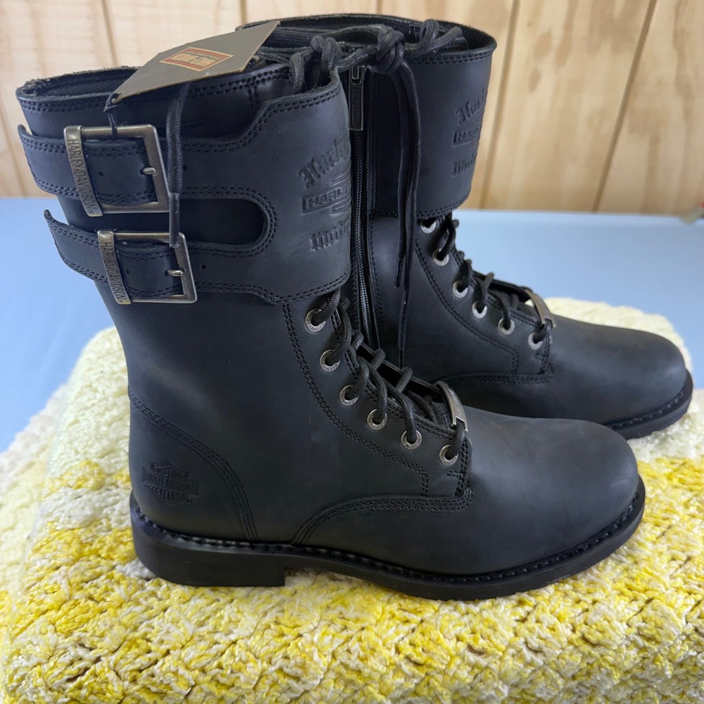 Harley-Davidson Hagerman Mens Black Leather Motorcycle Boots D93873 Size 11.5 M - Picture 6 of 16